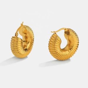 ◾️18K Gold Plated Unique Snail Shell Hollow Earrings